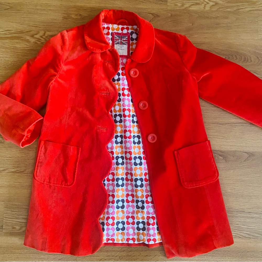 Mini Boden velvet holiday Christmas dress coat 9-10 EUC